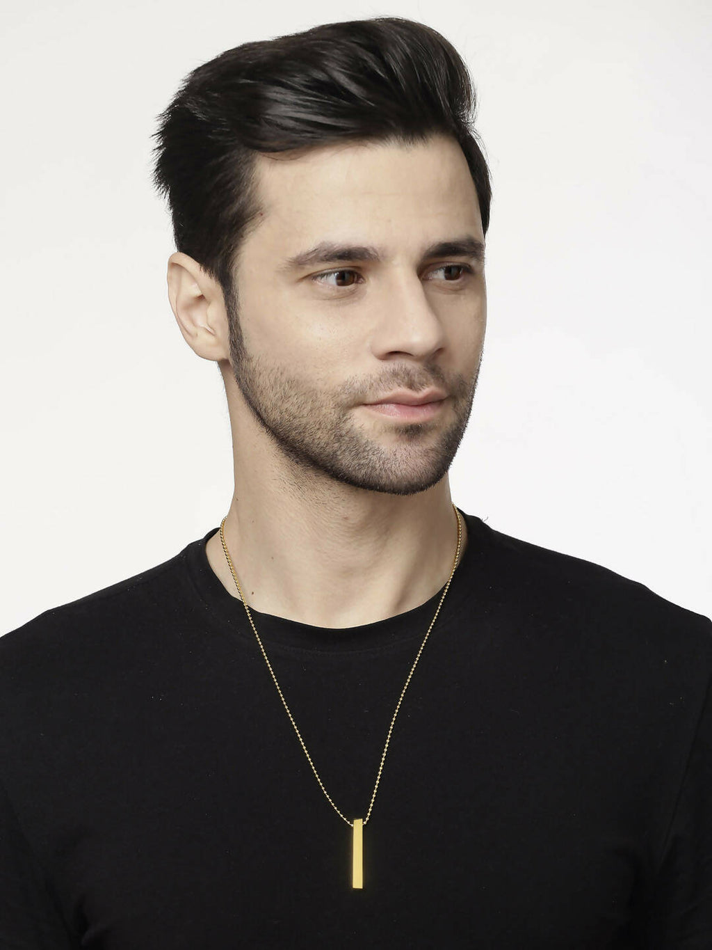 NVR Men Gold-Polished Geomatric Pendent With Chain