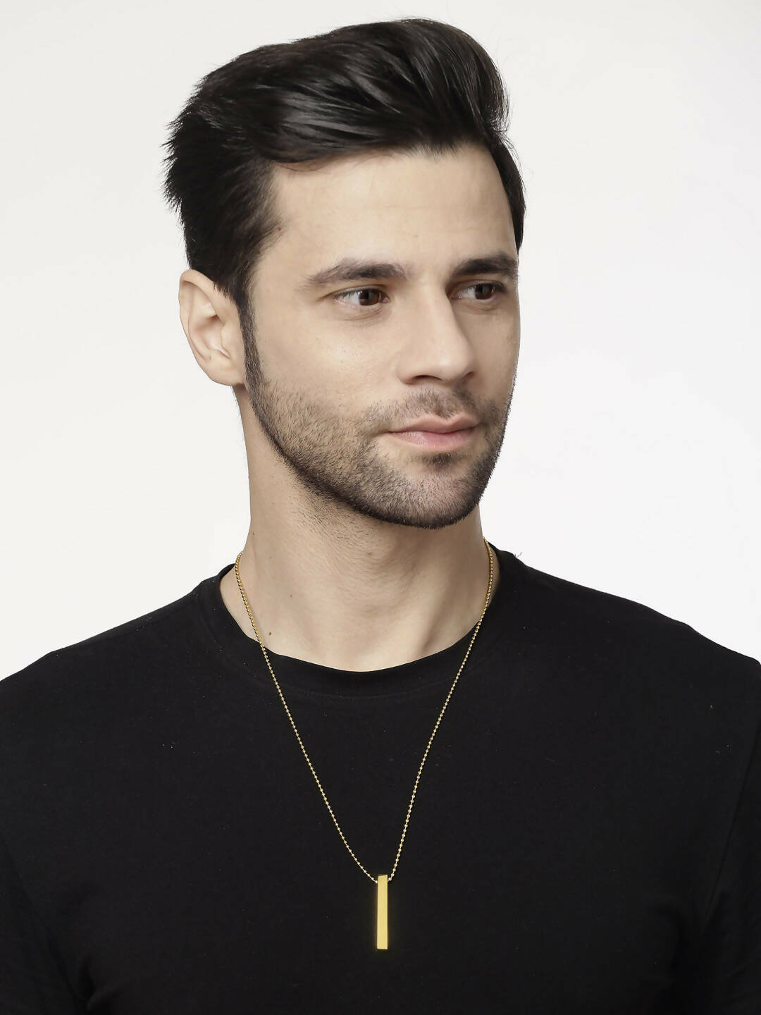 NVR Men Gold-Polished Geomatric Pendent With Chain