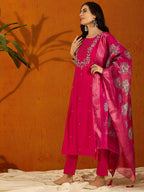The52 Printed Viscose Rayon Fabric Straight Kurta, Pant and Dupatta Set - Distacart