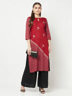 Aniyah Rayon Digital Screen Print Maroon Straight Kurta