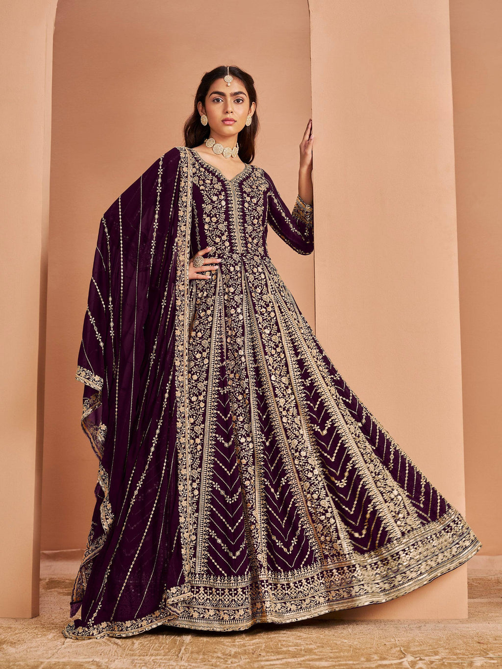 Anaita Purple Georgette Embroidered Salwar Suit - Distacart