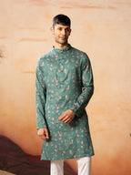 Green Floral Printed Kurta by Hilo Design