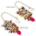 Tehzeeb Creations Back Meenakari Gold-Polished Square Shape Tika Earring Jewellery Set Uncut Kundan Big Faux Kundan Dibbi Kundan Choker Necklace Set