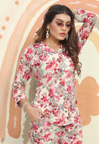 Monjolika Fashion Pink Color Printed Rayon Designer Co Ord Set - Distacart