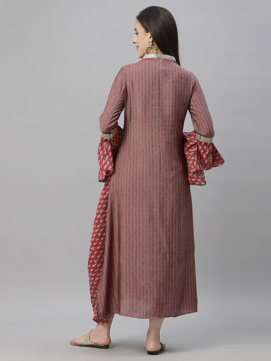 Juniper Women's Pink Silk Printed Flared Dress - Distacart