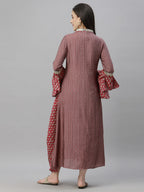Juniper Women's Pink Silk Printed Flared Dress - Distacart