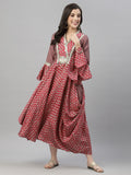 Juniper Women's Pink Silk Printed Flared Dress - Distacart