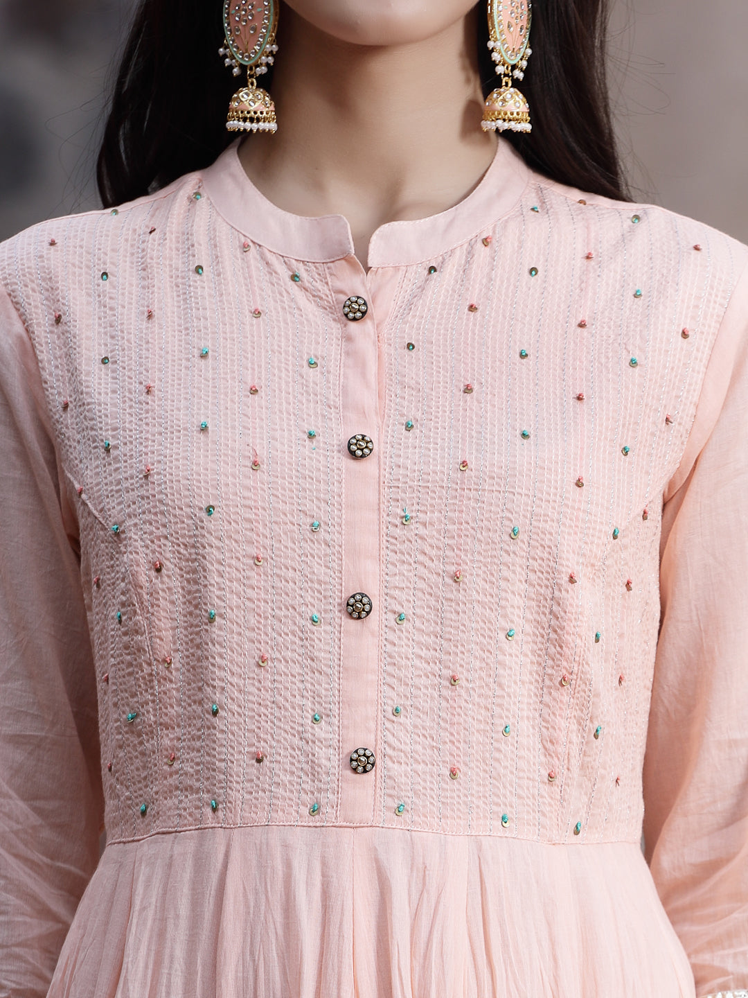 Juniper Women Peach Cotton Solid Flared Dress - Distacart