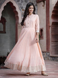Juniper Women Peach Cotton Solid Flared Dress - Distacart