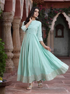 Juniper Women Sky Blue Cotton Solid Flared Dress - Distacart