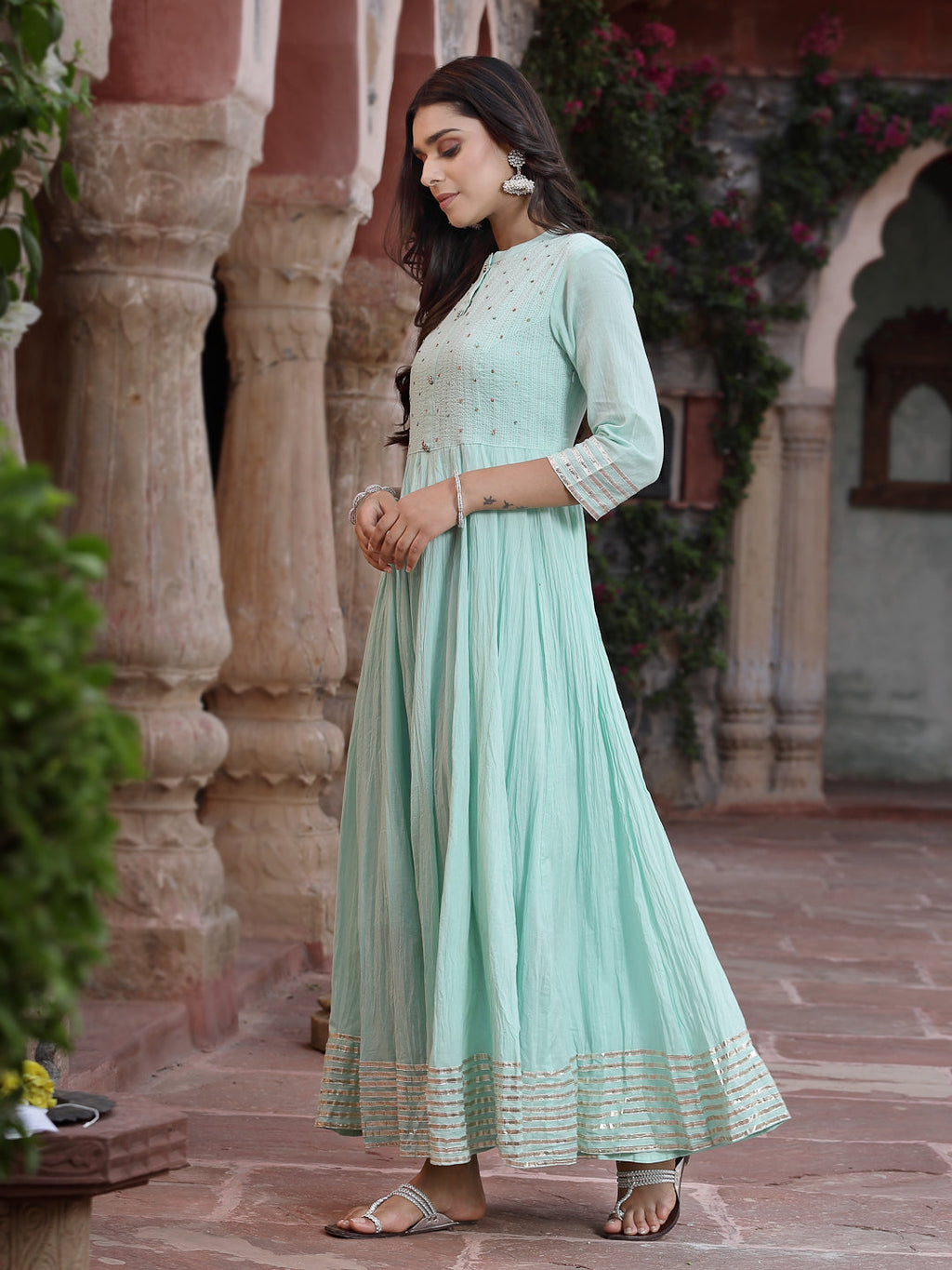 Juniper Women Sky Blue Cotton Solid Flared Dress - Distacart