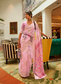 Monjolika Fashion Light Pink Color Handloom Weaving Silk Work Saree With Blouse - Distacart
