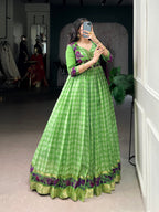 Lorenvalley Fashion Parotgreen Viscose Chanderi Printed With Zari Weaving Work Gown with Koti - Distacart