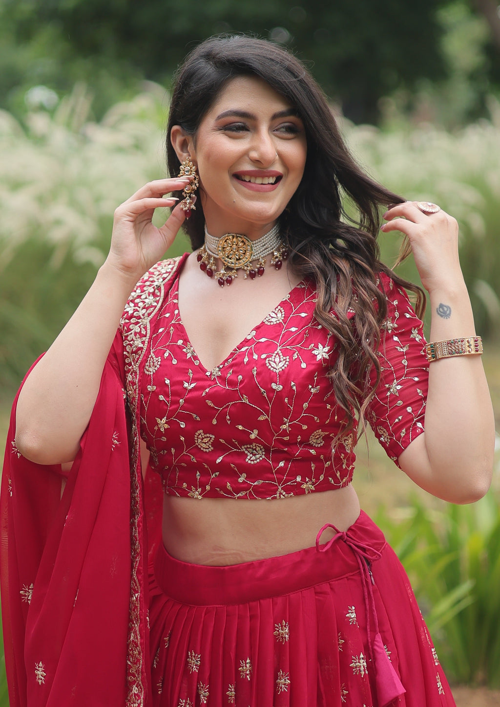 Vedant Vastram Heavy Sequins & Thread Embroidered Work Rangoli Silk Lehenga Choli With Blouse & Dupatta - Pink