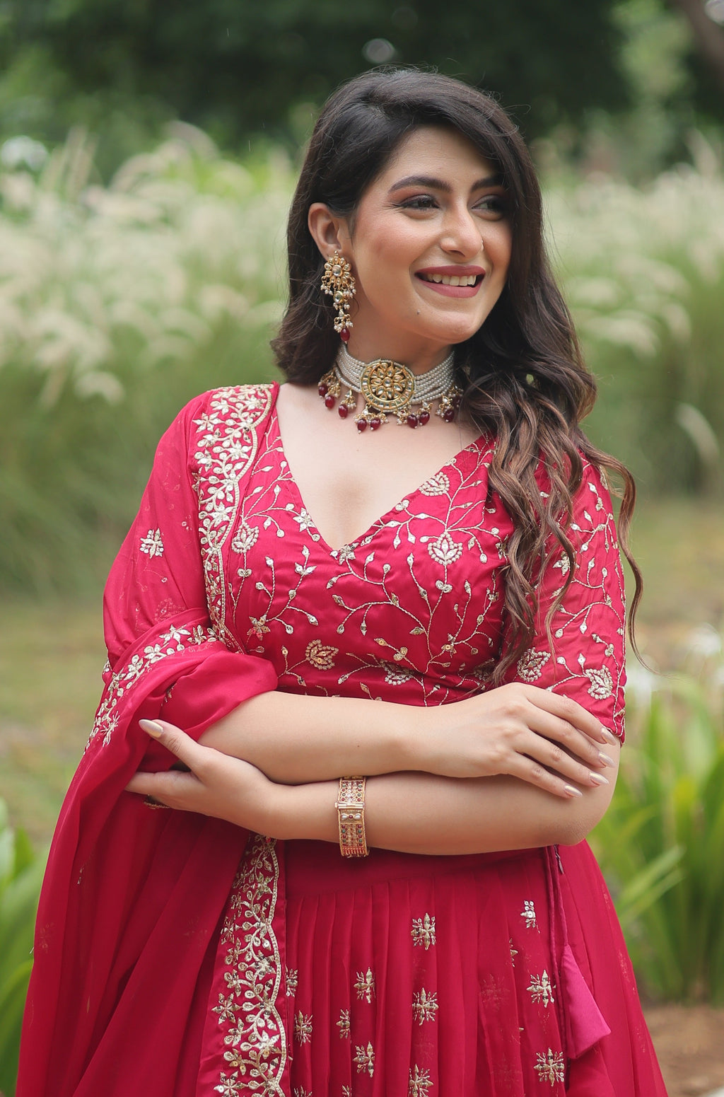 Vedant Vastram Heavy Sequins & Thread Embroidered Work Rangoli Silk Lehenga Choli With Blouse & Dupatta - Pink