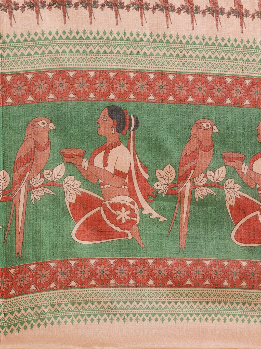Saree Mall Peach-Coloured & Red Printed Saree - Distacart