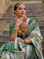 Monjolika Fashion Green Color Weaving Border Silk Saree With Blouse