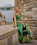 Monjolika Fashion Green Color Weaving Border Silk Saree With Blouse