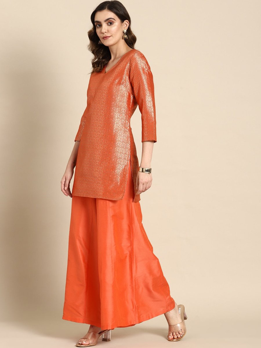 All About You Women Woven Design Regular Kurta with Palazzos & Dupatta