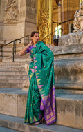 Monjolika Fashion Teal Color Silk Women'S Traditional Saree