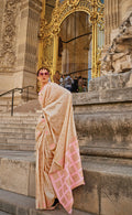 Monjolika Fashion Beige Color Silk Women'S Traditional Saree