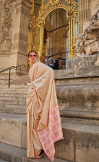 Monjolika Fashion Beige Color Silk Women'S Traditional Saree