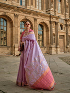 Monjolika Fashion Light Lavender Soft Silk Ceremonial Designer Saree