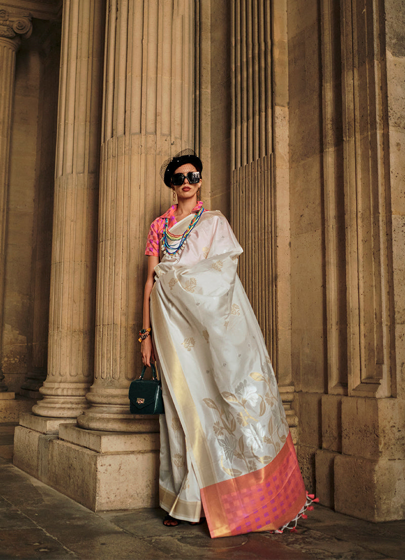 Monjolika Fashion Off White Soft Silk Ceremonial Designer Saree - Distacart