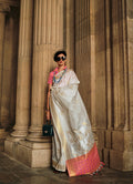 Monjolika Fashion Off White Soft Silk Ceremonial Designer Saree - Distacart