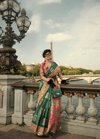 Monjolika Fashion Teal Color Woven Festival Wear Saree - Distacart