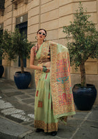 Monjolika Fashion Light Green Color Woven Festival Wear Saree - Distacart