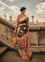 Monjolika Fashion Black Color Woven Festival Wear Saree