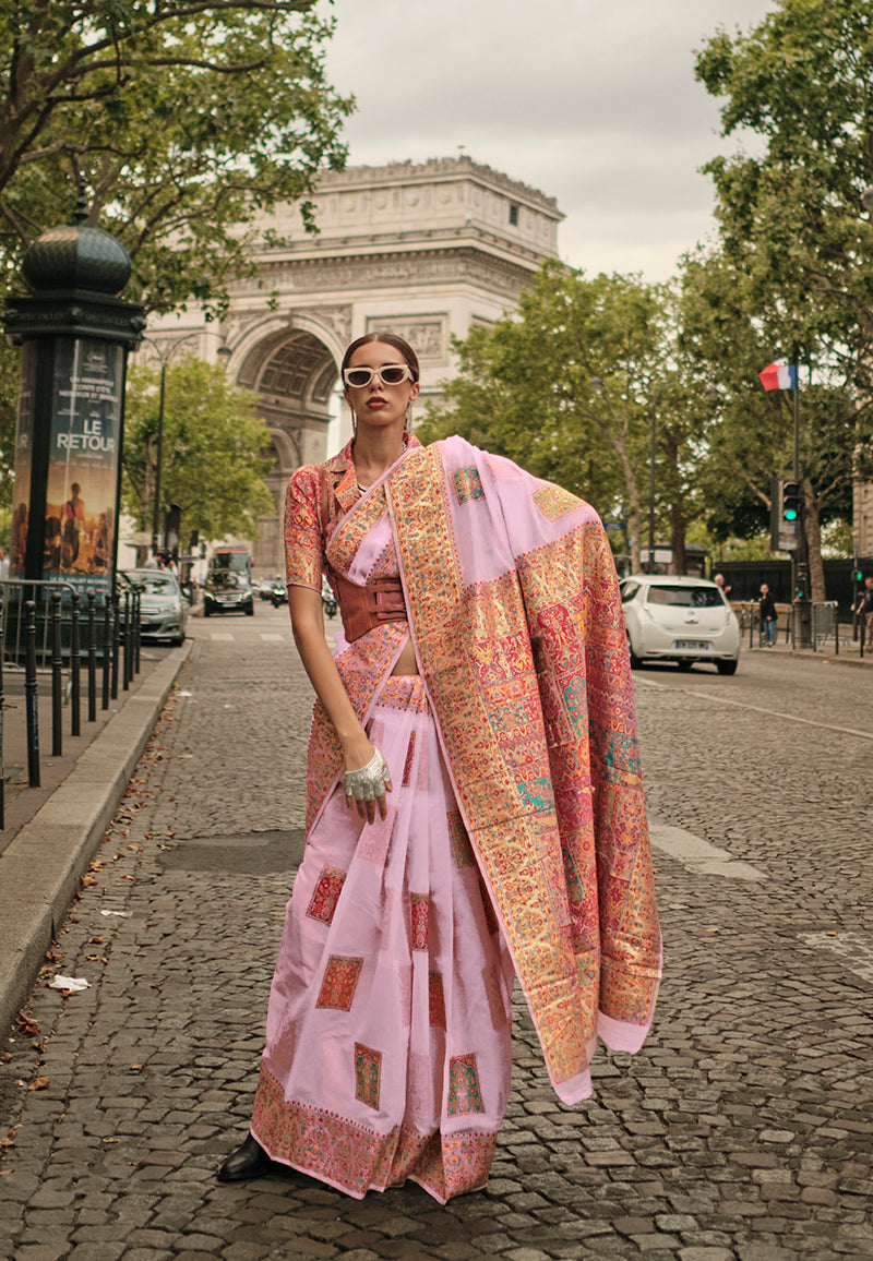 Monjolika Fashion Light Pink Color Woven Festival Wear Saree