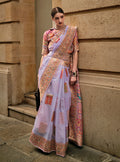 Monjolika Fashion Light Lavender Color Woven Festival Wear Saree - Distacart