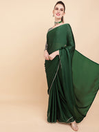 Sangria Green Sequinned Satin Saree - Distacart
