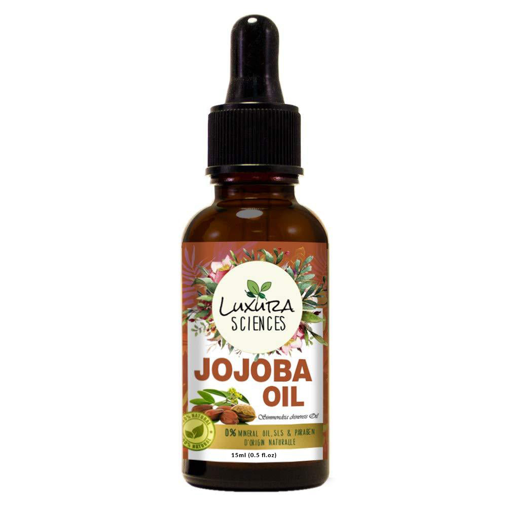 Luxura Sciences Jojoba Oil 100% Pure Cold Pressed Natural Unrefined Moisturizer for Skin Hair and Nails