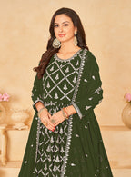 Monjolika Fashion Embroidered Party Wear Olive Green Salwar Suit - Distacart