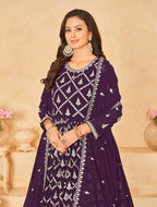 Monjolika Fashion Embroidered Party Wear Purple Salwar Suit - Distacart