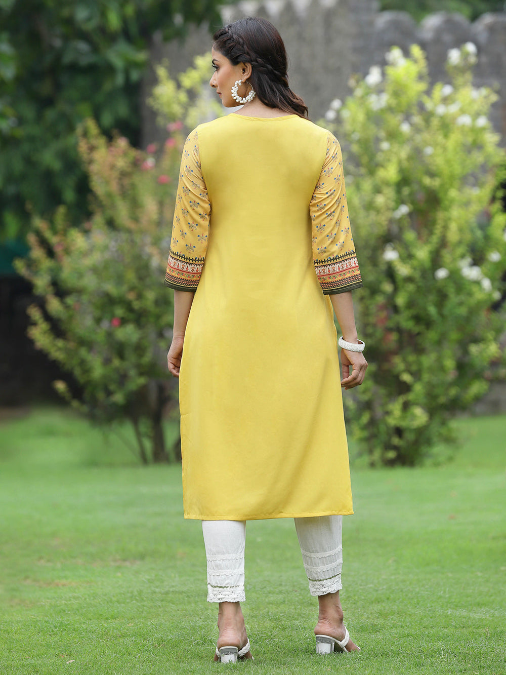 Juniper Women Yellow Crepe Casual Wear Digital Printed Straight Kurta - Distacart