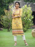 Juniper Women Yellow Crepe Casual Wear Digital Printed Straight Kurta - Distacart