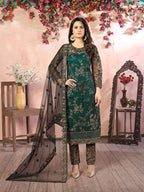 Monjolika Fashion Green Net Embroidery Trendy Salwar Kameez - Distacart