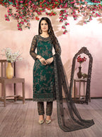 Monjolika Fashion Green Net Embroidery Trendy Salwar Kameez - Distacart