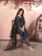 Monjolika Fashion Navy Net Embroidery Trendy Salwar Kameez - Distacart