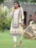 Juniper Women Off-White Crepe Casual Wear Digital Printed Straight Kurta - Distacart