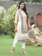 Juniper Women Off-White Crepe Casual Wear Digital Printed Straight Kurta - Distacart