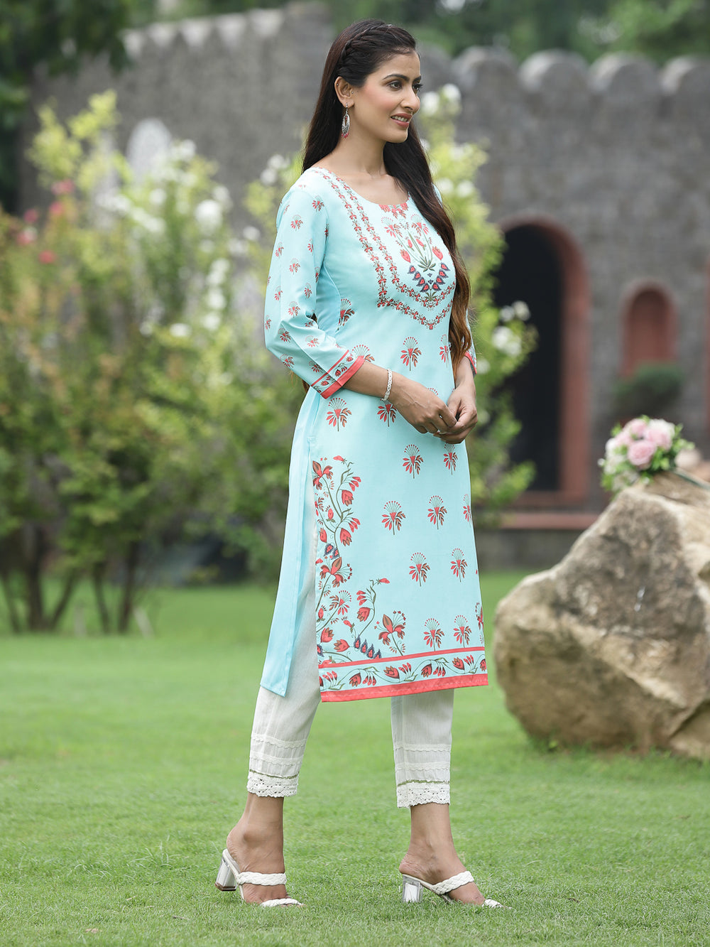 Juniper Women Green Crepe Casual Wear Digital Printed Straight Kurta - Distacart