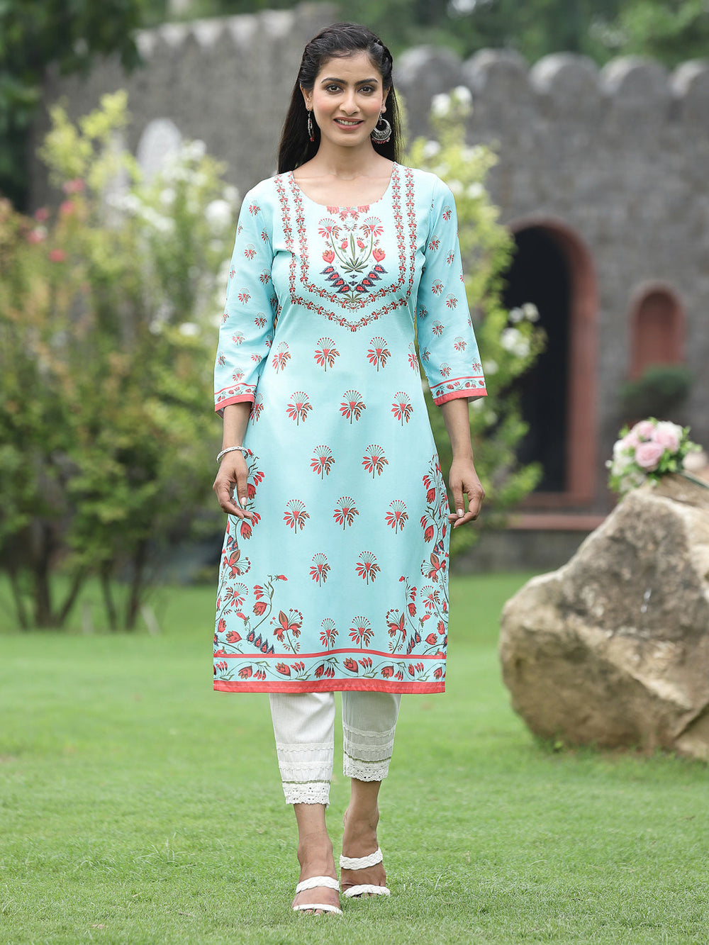 Juniper Women Green Crepe Casual Wear Digital Printed Straight Kurta - Distacart