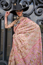 Monjolika Fashion Beige Emblished Organza Contemporary Saree - Distacart