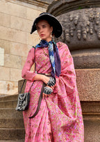 Monjolika Fashion Pink Emblished Organza Contemporary Saree - Distacart