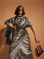 Monjolika Fashion Black And Gold Kanjipuram Silk Woven Designer Saree - Distacart